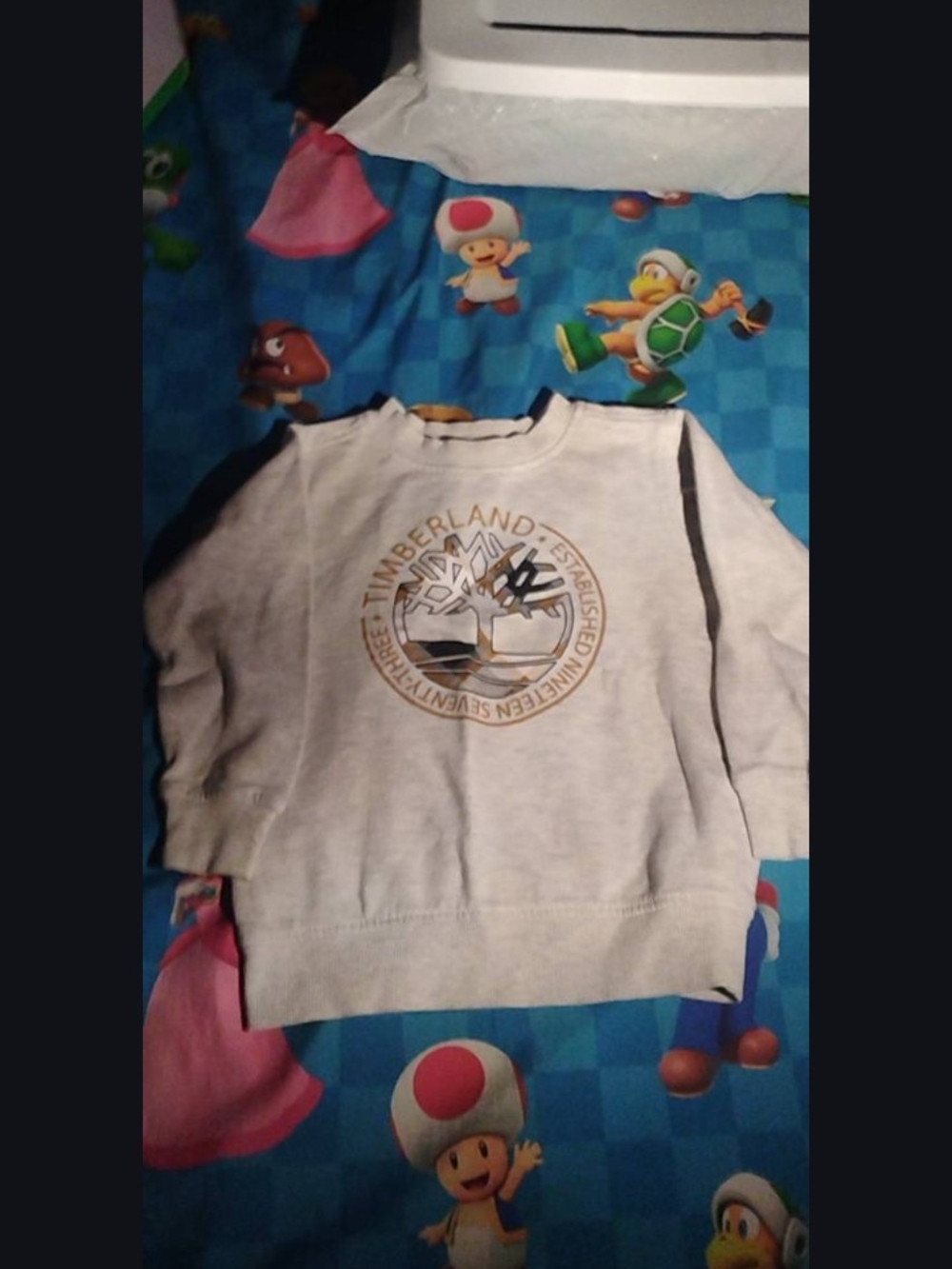 Timberland Light Gray Crewneck Sweatshirt with Chest Logo